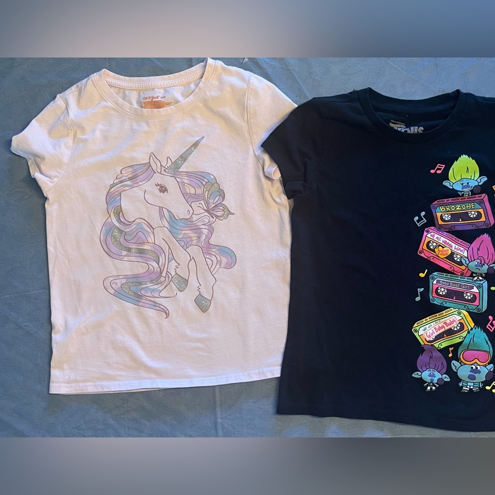 Girls Trolls & Unicorn Tshirt bundle, Size 8